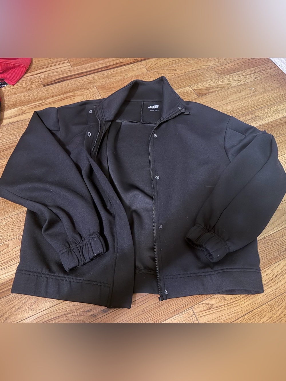 Avia Black Bomber Jacket with Snap & Zip Front